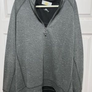 Tommy Bahama Gray 1/4 zip reversible sweatshirt.